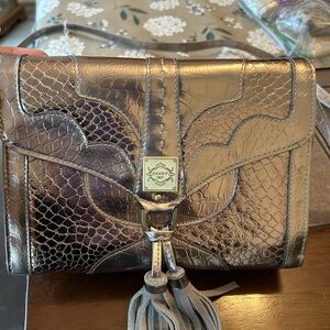 Original by Sharif Silver Textured Clutch with Tassel
